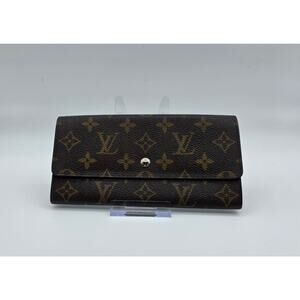 Authentic Louis Vuitton Sarah Wallet Monogram Canvas Long Bifold Brown LV